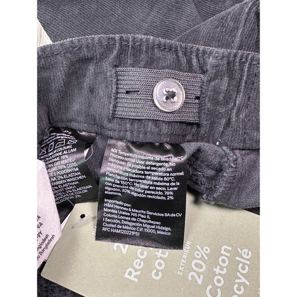 HM Kids black Corduroy Pull On Leggings Adjustable Waist Size 8 8-9Y - Picture 5 of 7